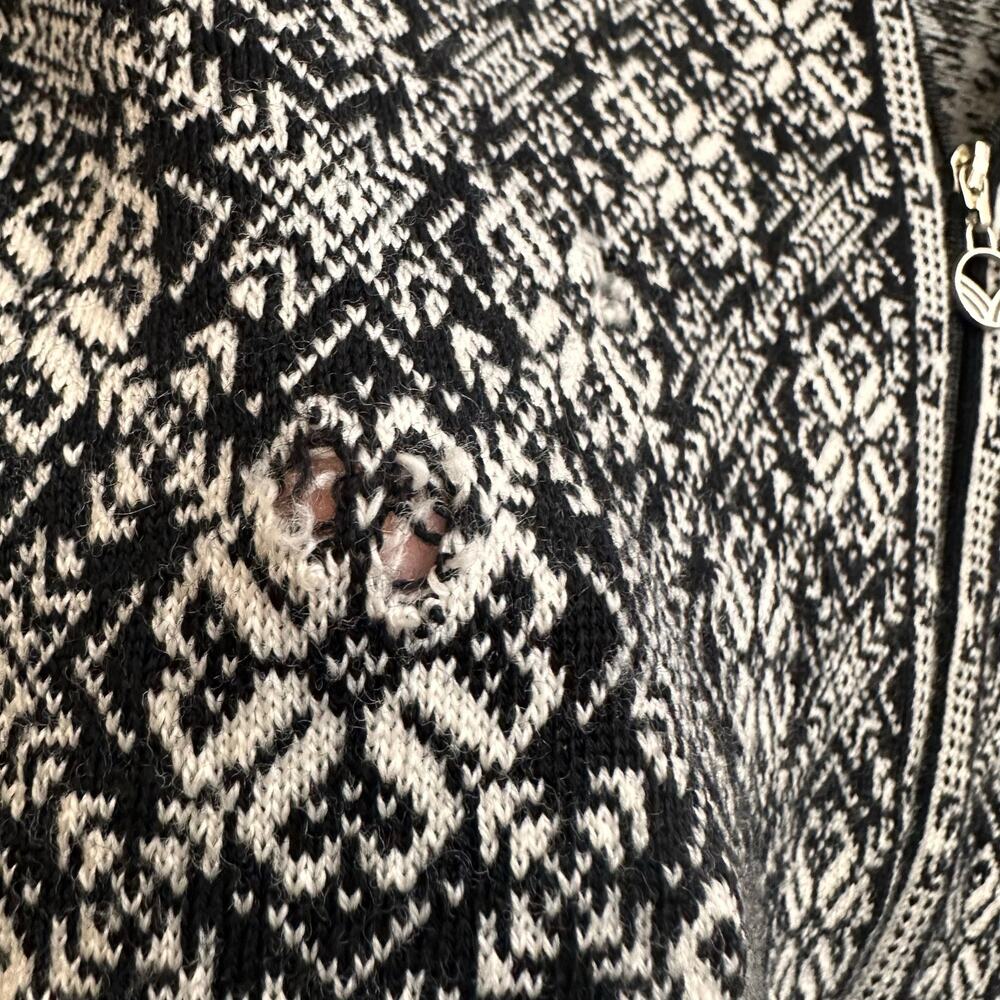 Dale of Norway Women's Frida Jacket Sweater Full Zip Black & White Small FLAWED - Picture 6 of 16